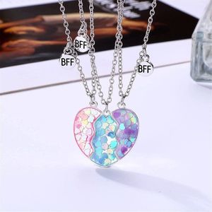 2-3Pcs Cute Half Broken Heart Koala Panda Engraved BFF Pendant Necklace